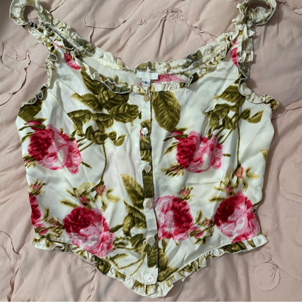 *SOLD* Archival Y2K Designer Anna Sui Silk Button Front Tank Top Size S